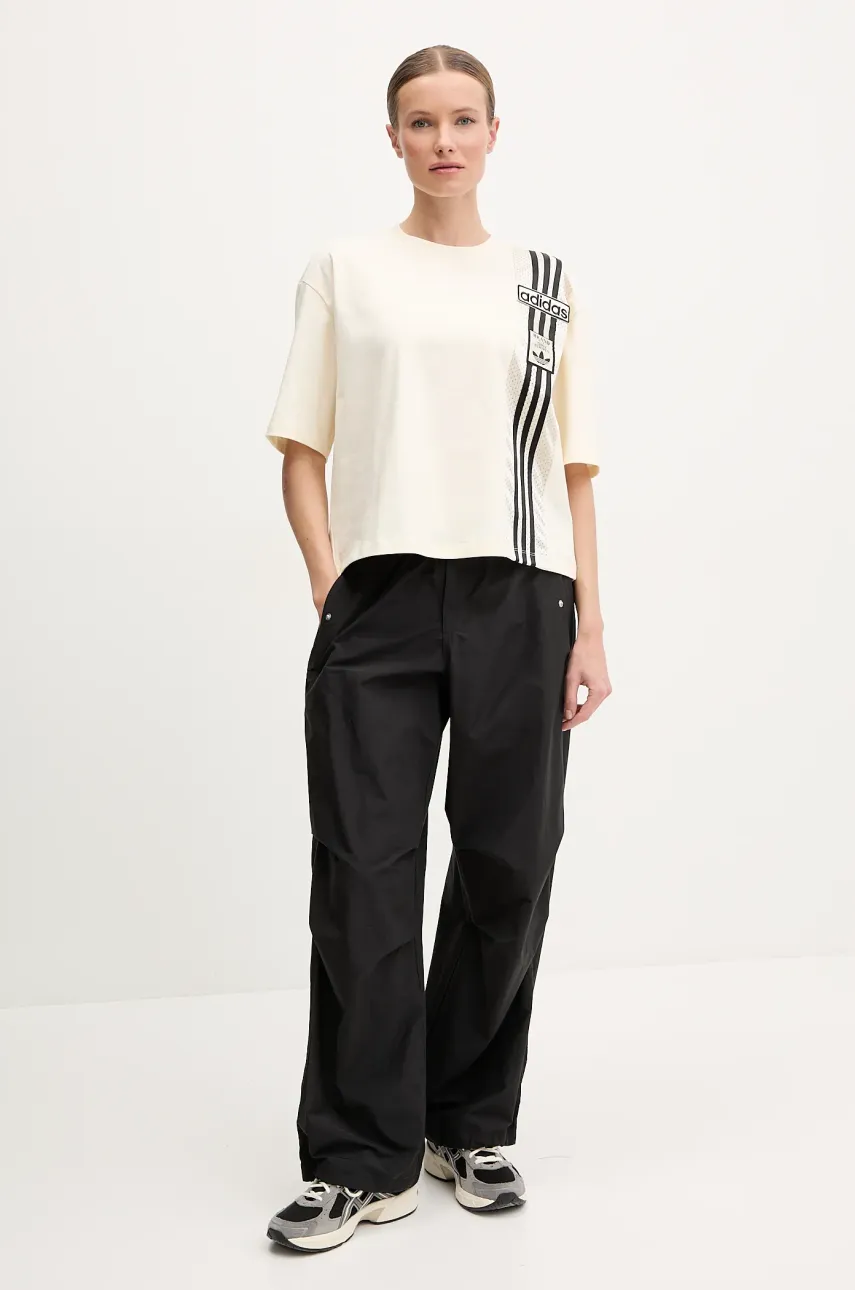 Хлопковая футболка adidas Originals женская цвет бежевый JD0098 Хлопковая футболка adidas Originals женская цвет бежевый JD0098