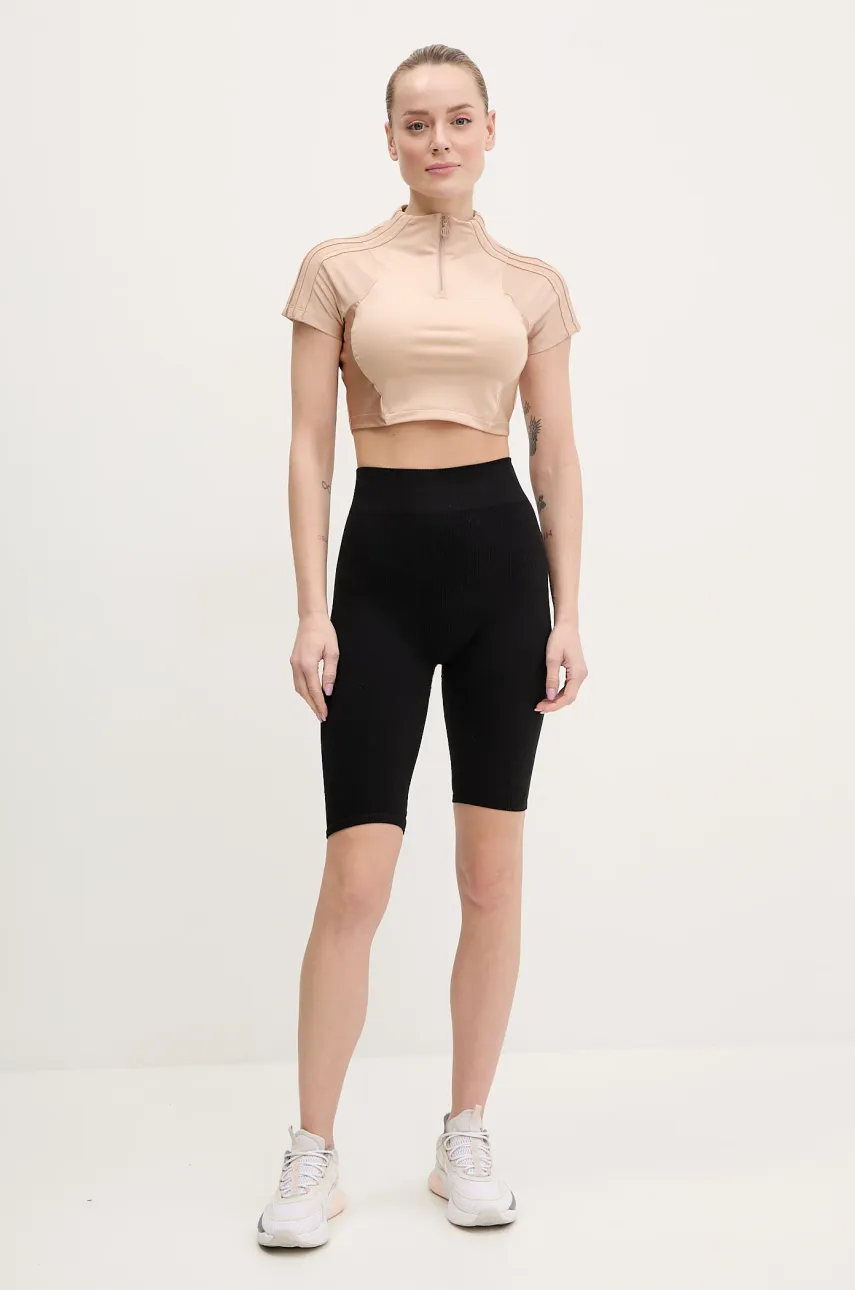 Футболка adidas Originals Zip Up Crop Top женская цвет оранжевый с полугольфом JJ0916 Футболка adidas Originals Zip Up Crop Top женская цвет оранжевый с полугольфом JJ0916