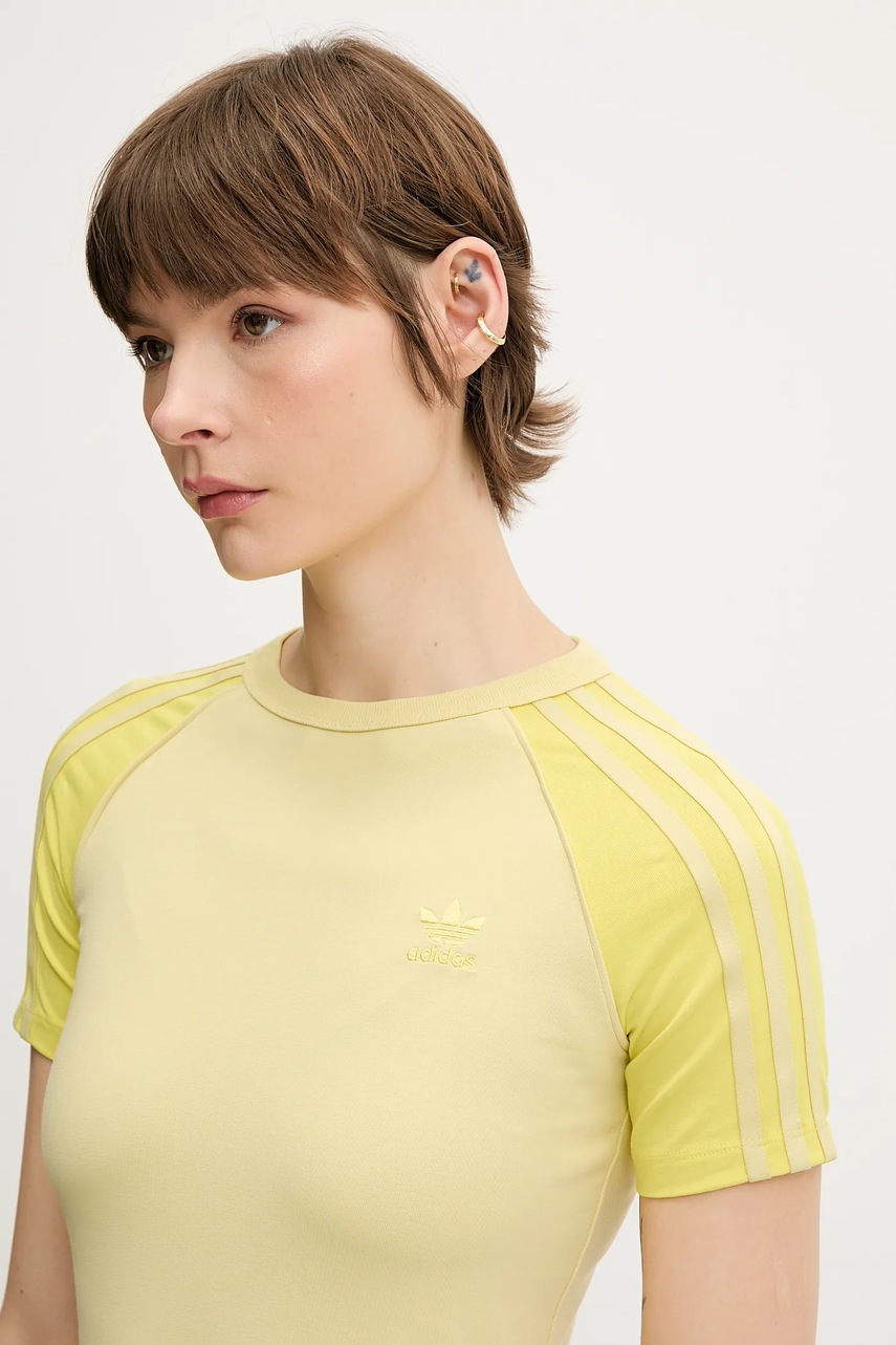 Μπλουζάκι adidas Originals 3-Stripes χρώμα: κίτρινο, JC6679 φωτογραφία