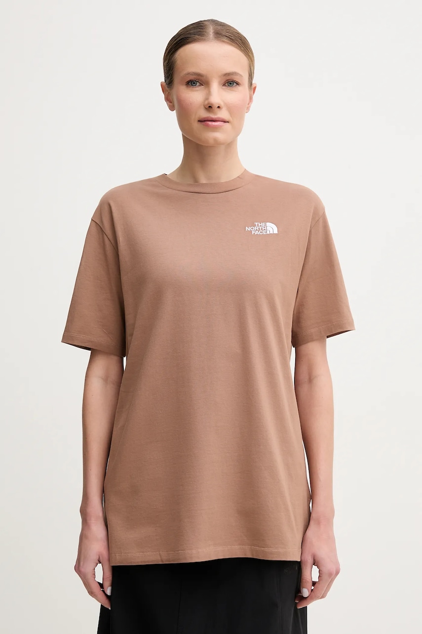 The North Face tricou din bumbac Essential femei, culoarea maro, NF0A87NQ6IH1