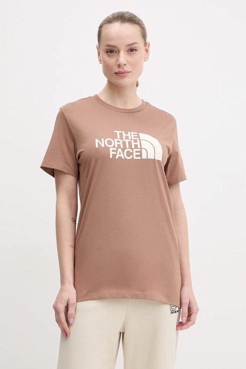 The North Face tricou Relaxed Easy femei, culoarea maro, NF0A8A6GAIA1