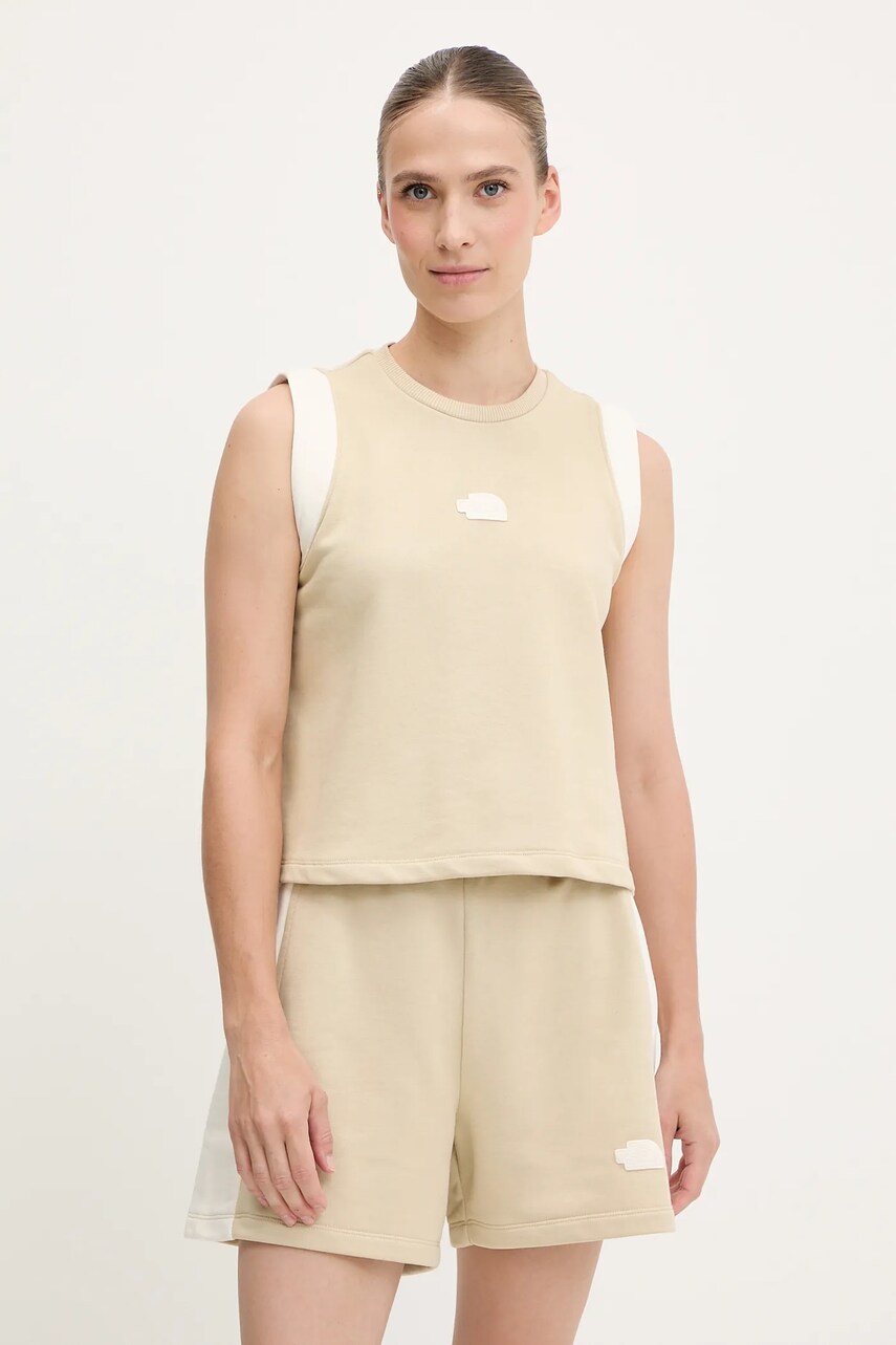 The North Face top Terry Relaxed culoarea bej, NF0A8C263X41