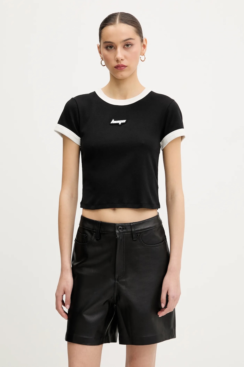 Hugo Blue tricou din bumbac femei, culoarea negru, 50537476