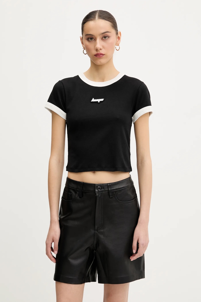 Hugo Blue tricou din bumbac femei, culoarea negru, 50537476
