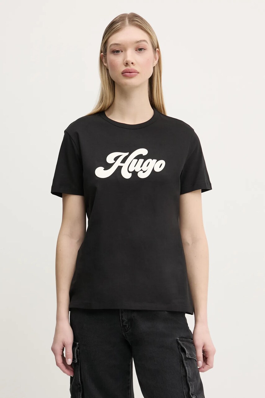 HUGO tricou din bumbac femei, culoarea negru, 50539101