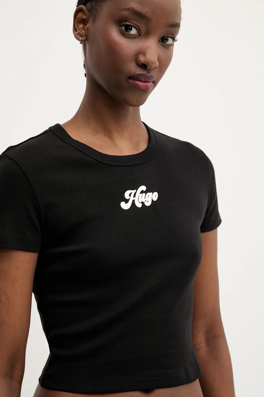 HUGO tricou din bumbac femei, culoarea negru, 50539132