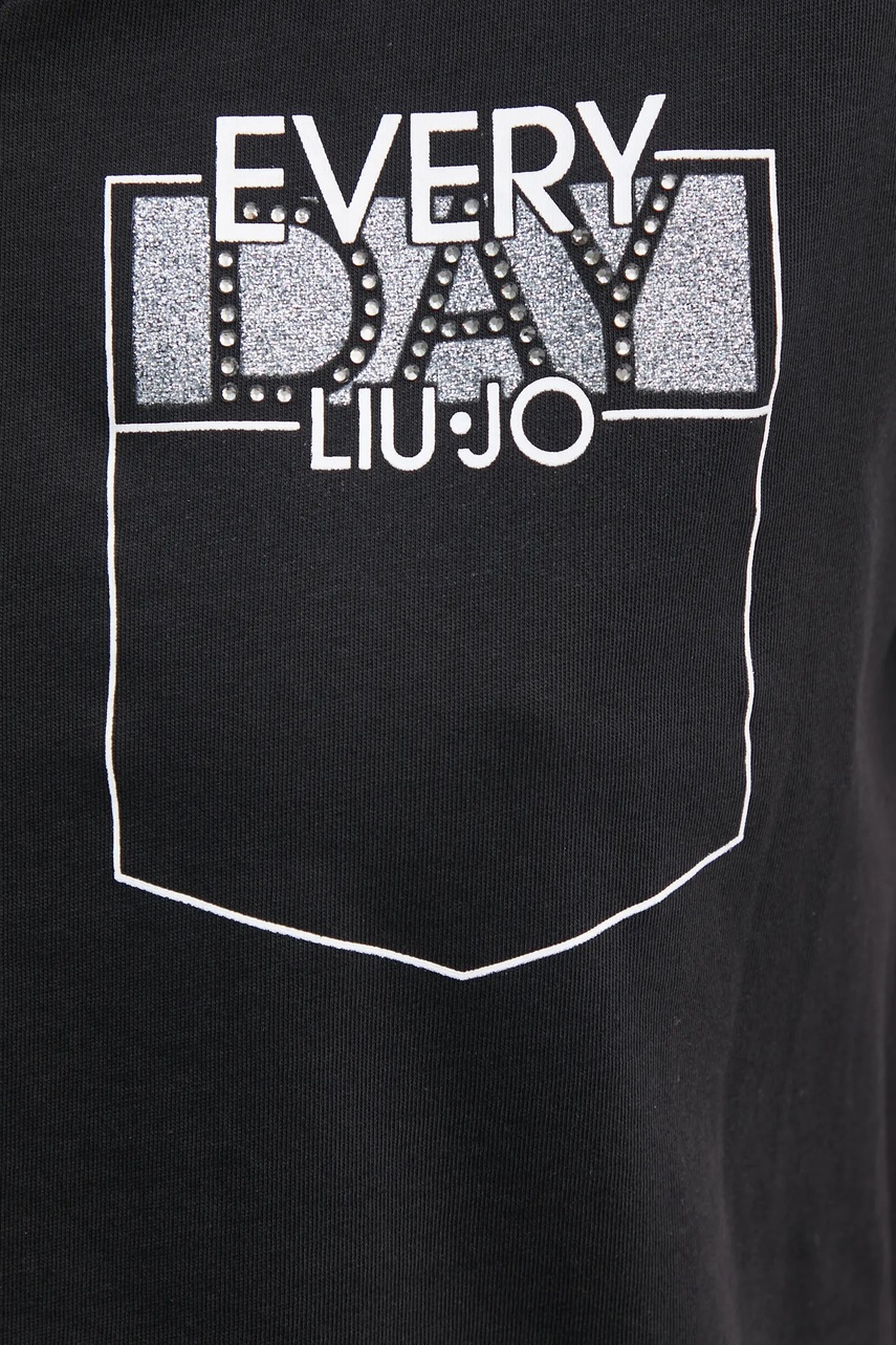 Βαμβακερό μπλουζάκι Liu Jo γυναικείο, χρώμα: μαύρο, TA5172 JS923 φωτογραφία
