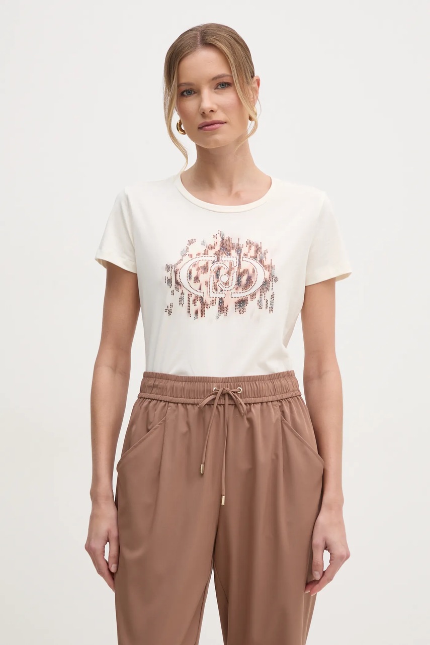 Μπλουζάκι Liu Jo χρώμα: μπεζ, TA5173 JS003 φωτογραφία