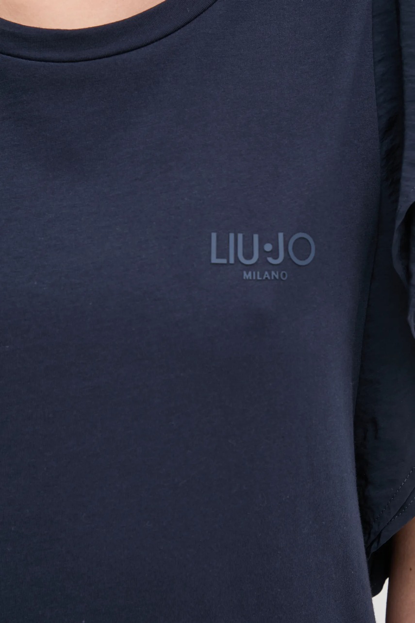 Βαμβακερό μπλουζάκι Liu Jo γυναικείο, χρώμα: ναυτικό μπλε, TA5178 J5904 φωτογραφία