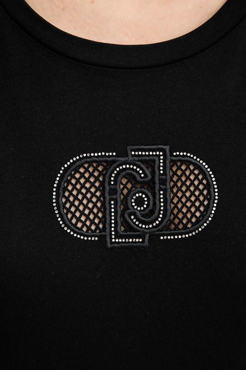 Βαμβακερό μπλουζάκι Liu Jo χρώμα: μαύρο, TA5180 JS923 φωτογραφία