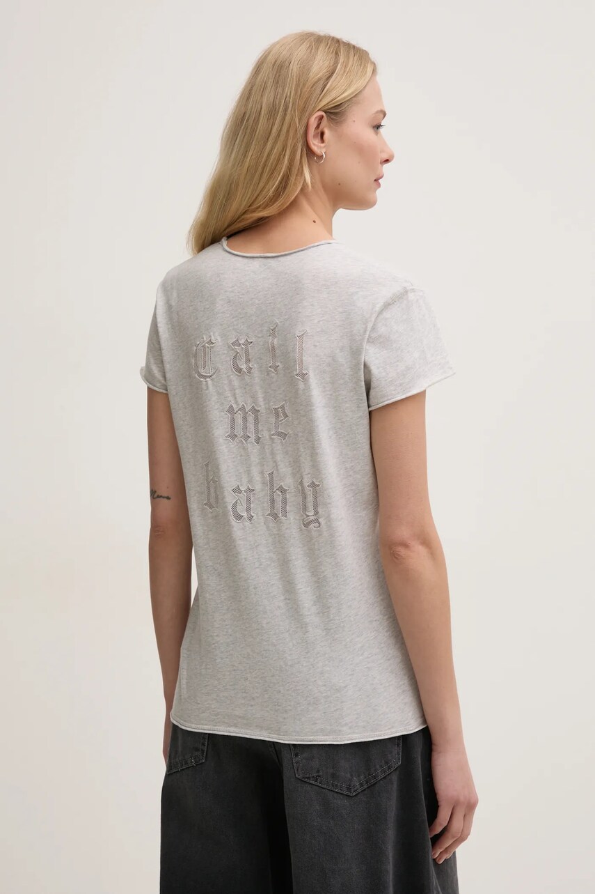 ZADIG&VOLTAIRE tricou din bumbac femei, culoarea gri, JWTS02680