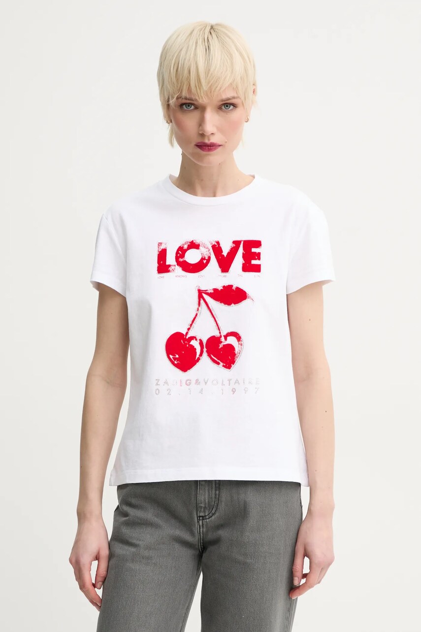 ZADIG&VOLTAIRE tricou din bumbac femei, culoarea alb, JWTS02684