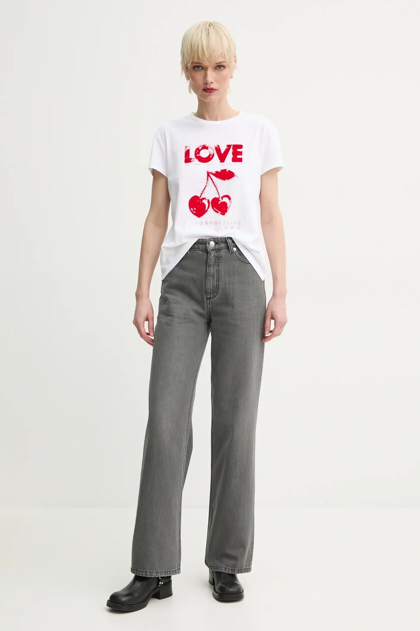 Хлопковая футболка ZADIG&VOLTAIRE женская цвет белый JWTS02684 Хлопковая футболка ZADIG&VOLTAIRE женская цвет белый JWTS02684