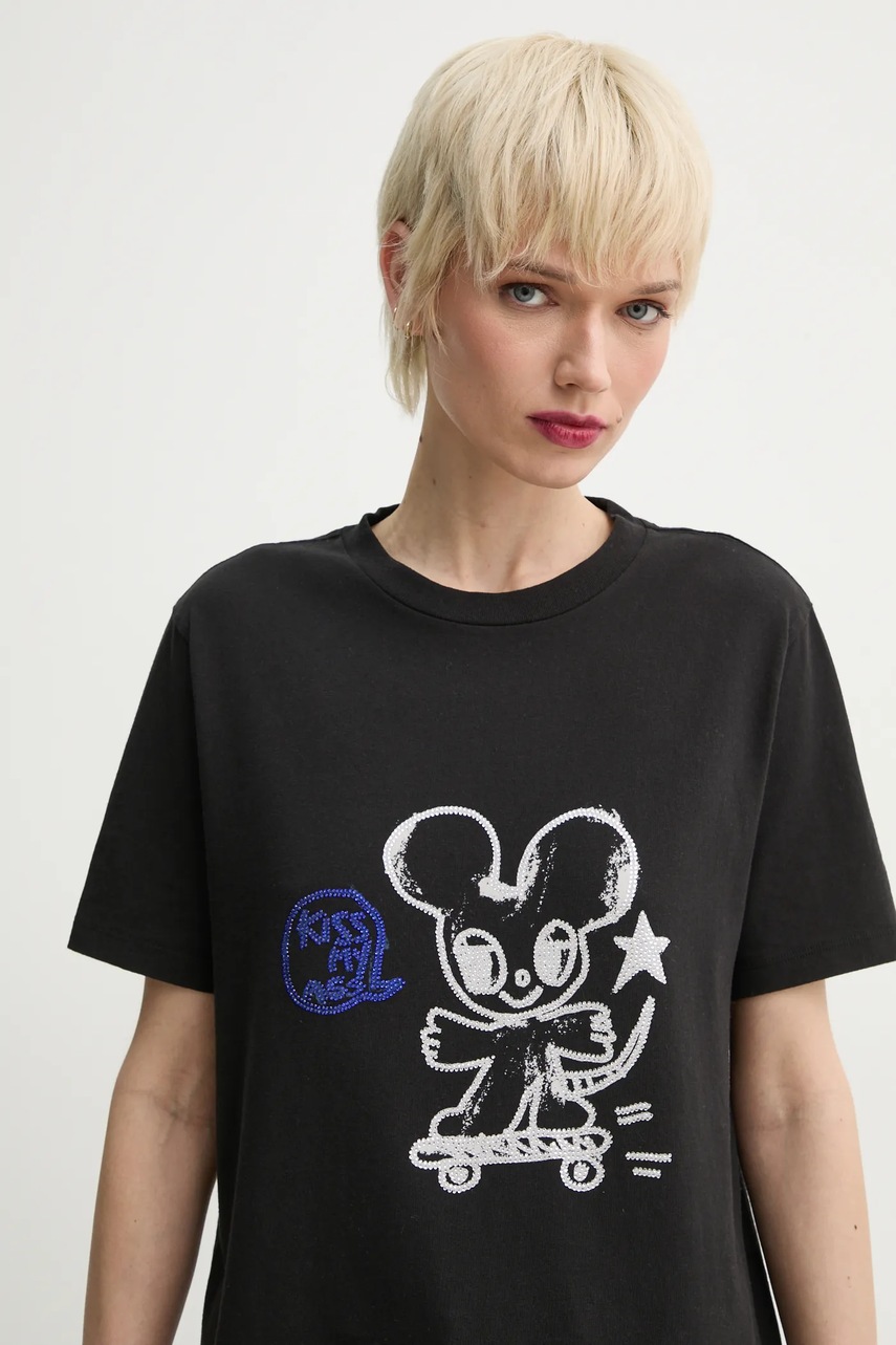 Βαμβακερό μπλουζάκι ZADIG&VOLTAIRE γυναικείο, χρώμα: μαύρο, JWTS02734 φωτογραφία