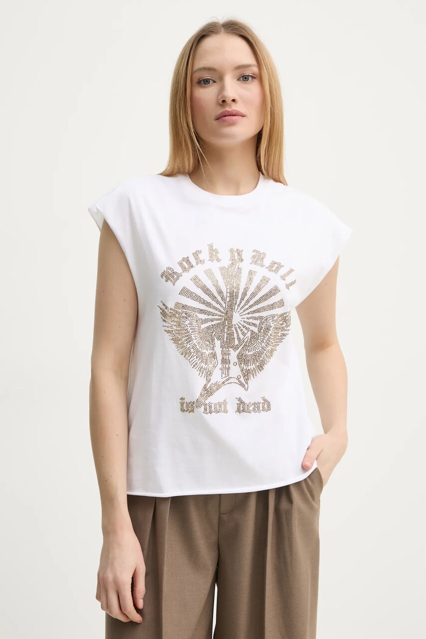 ZADIG&VOLTAIRE tricou din bumbac femei, culoarea alb, JWTT01265