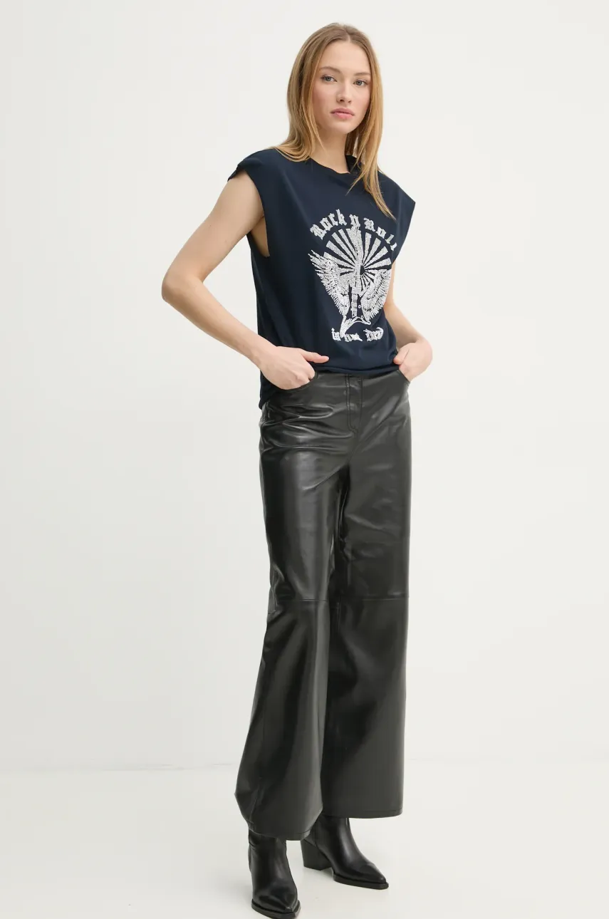 Хлопковая футболка ZADIG&VOLTAIRE женская цвет синий JWTT01265 Хлопковая футболка ZADIG&VOLTAIRE женская цвет синий JWTT01265