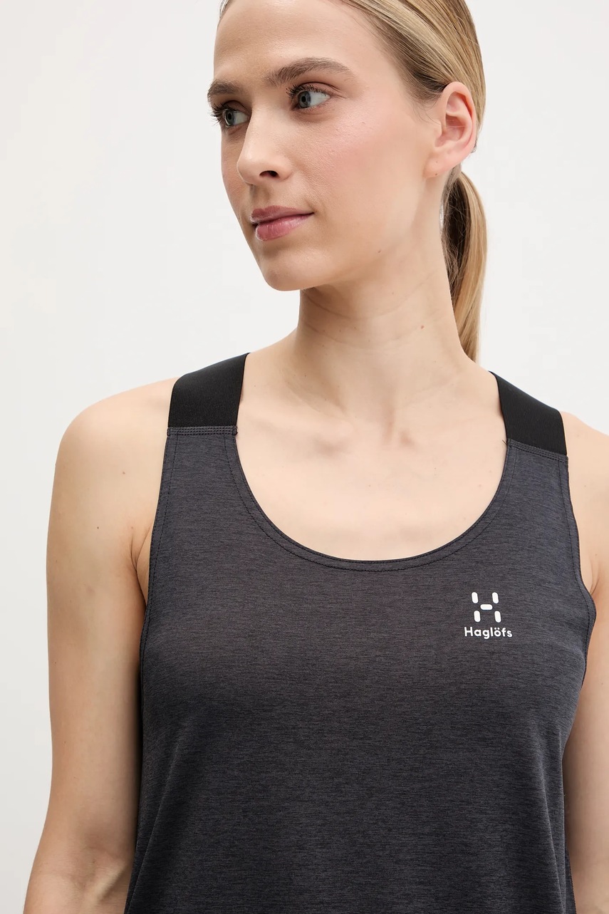 Αθλητικό top Haglöfs Ridge γυναικείο, χρώμα: μαύρο, 606596 φωτογραφία
