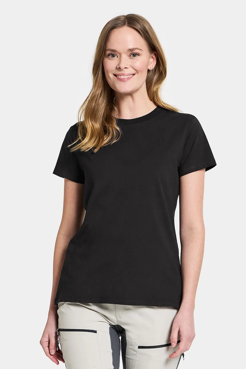 Didriksons tricou din bumbac INGARÖ femei, culoarea negru, 505082 Didriksons tricou din bumbac INGARÖ femei, culoarea negru, 505082