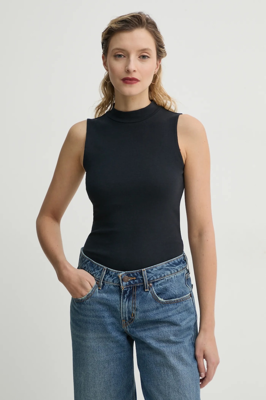 Levi\'s top EFFORTLESS TANK culoarea negru, cu turtleneck, 001J9