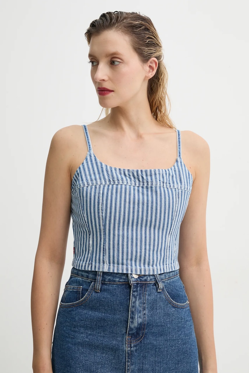 Levi's top din denim JADINE DENIM CAMI TANK femei, culoarea bej, modelator, 001SD Levi's top din denim JADINE DENIM CAMI TANK femei, culoarea bej, modelator, 001SD