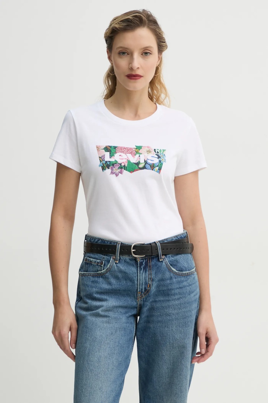 Levi\'s tricou din bumbac THE PERFECT TEE femei, culoarea alb, 17369