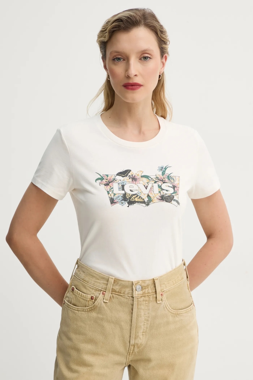 Levi\'s tricou din bumbac THE PERFECT TEE femei, culoarea bej, 17369