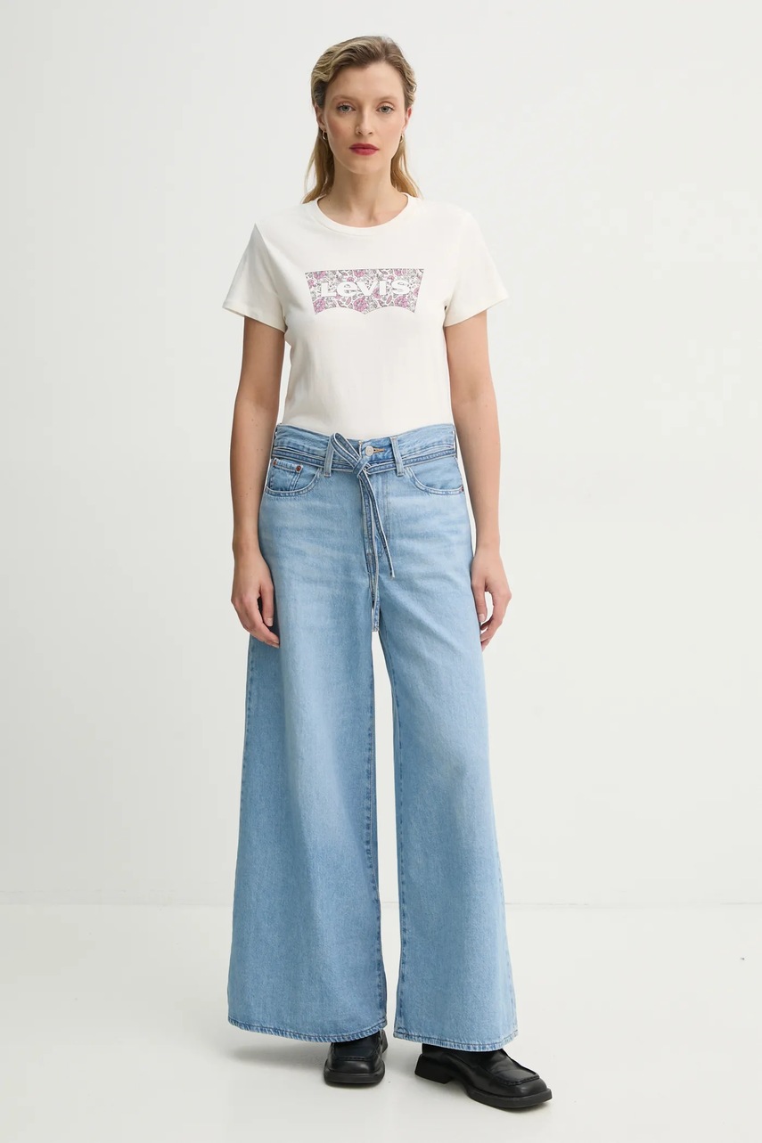 Βαμβακερό μπλουζάκι Levi's THE PERFECT TEE γυναικείο, χρώμα: μπεζ, 17369 φωτογραφία