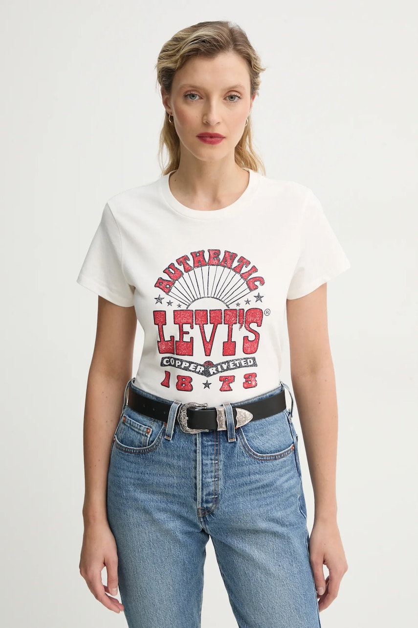 Levi's tricou din bumbac THE PERFECT TEE femei, culoarea bej, 17369 Levi's tricou din bumbac THE PERFECT TEE femei, culoarea bej, 17369