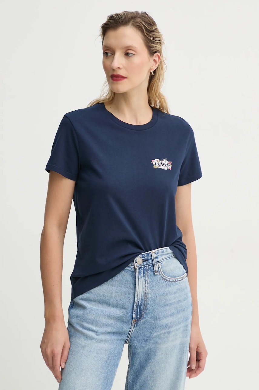Levi's tricou din bumbac THE PERFECT TEE femei, culoarea albastru marin, 17369 Levi's tricou din bumbac THE PERFECT TEE femei, culoarea albastru marin, 17369