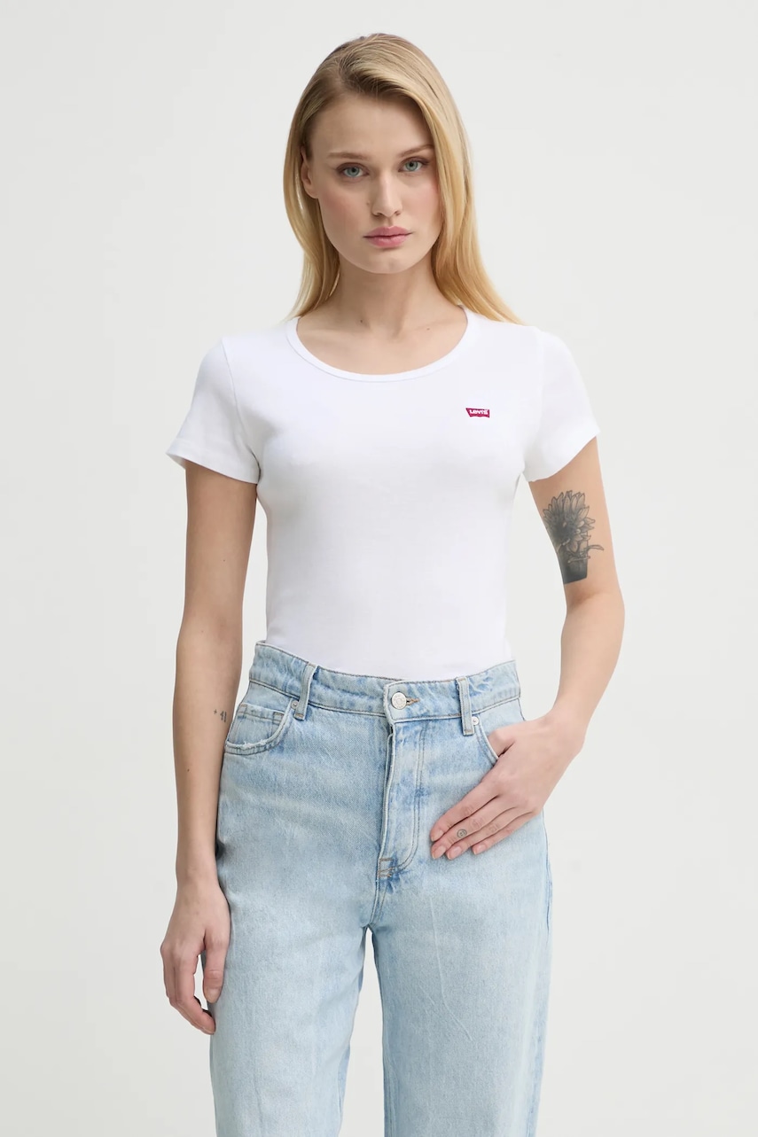 Levi's tricou din bumbac 2PACK CREWNECK TEE 2-pack femei, culoarea alb, 74856 Levi's tricou din bumbac 2PACK CREWNECK TEE 2-pack femei, culoarea alb, 74856