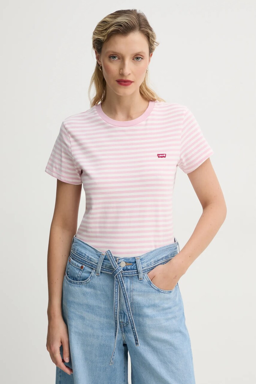 Levi's tricou din bumbac LSE_PERFECT TEE femei, culoarea roz, A3116
