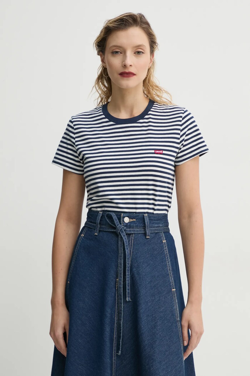 Levi's tricou din bumbac LSE_PERFECT TEE femei, culoarea albastru marin, A3116