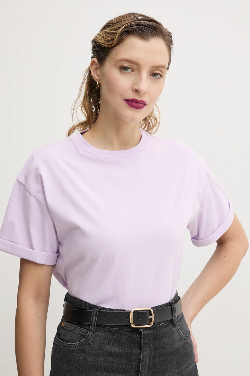BA&SH tricou din bumbac ROSIE femei, culoarea violet, 1E25ROSI