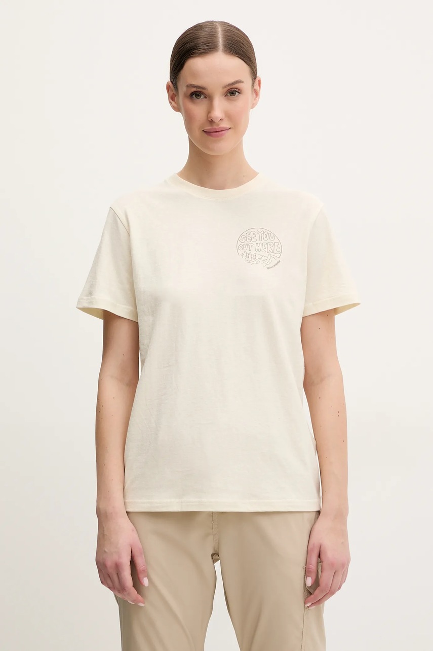 Fjallraven tricou Hemp Blend Out Here culoarea bej, F14600215