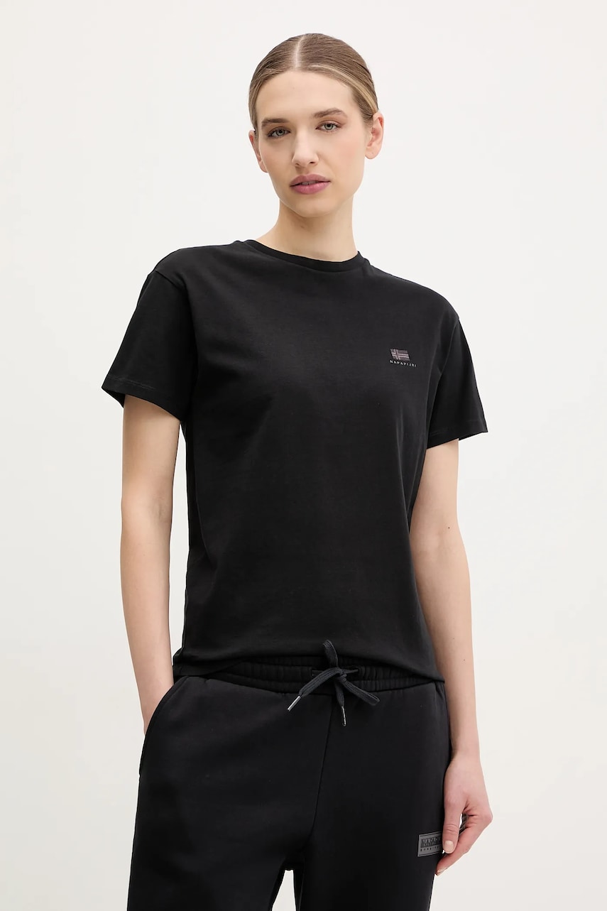 Napapijri tricou din bumbac S-Nina femei, culoarea negru, NP0A4H879411 Napapijri tricou din bumbac S-Nina femei, culoarea negru, NP0A4H879411