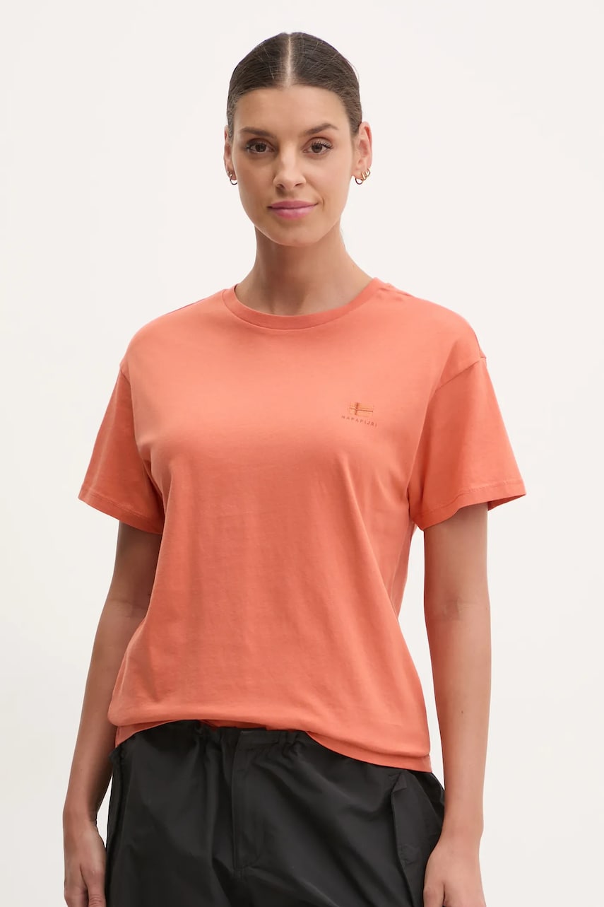 Napapijri tricou din bumbac S-Nina femei, culoarea portocaliu, NP0A4H87A691