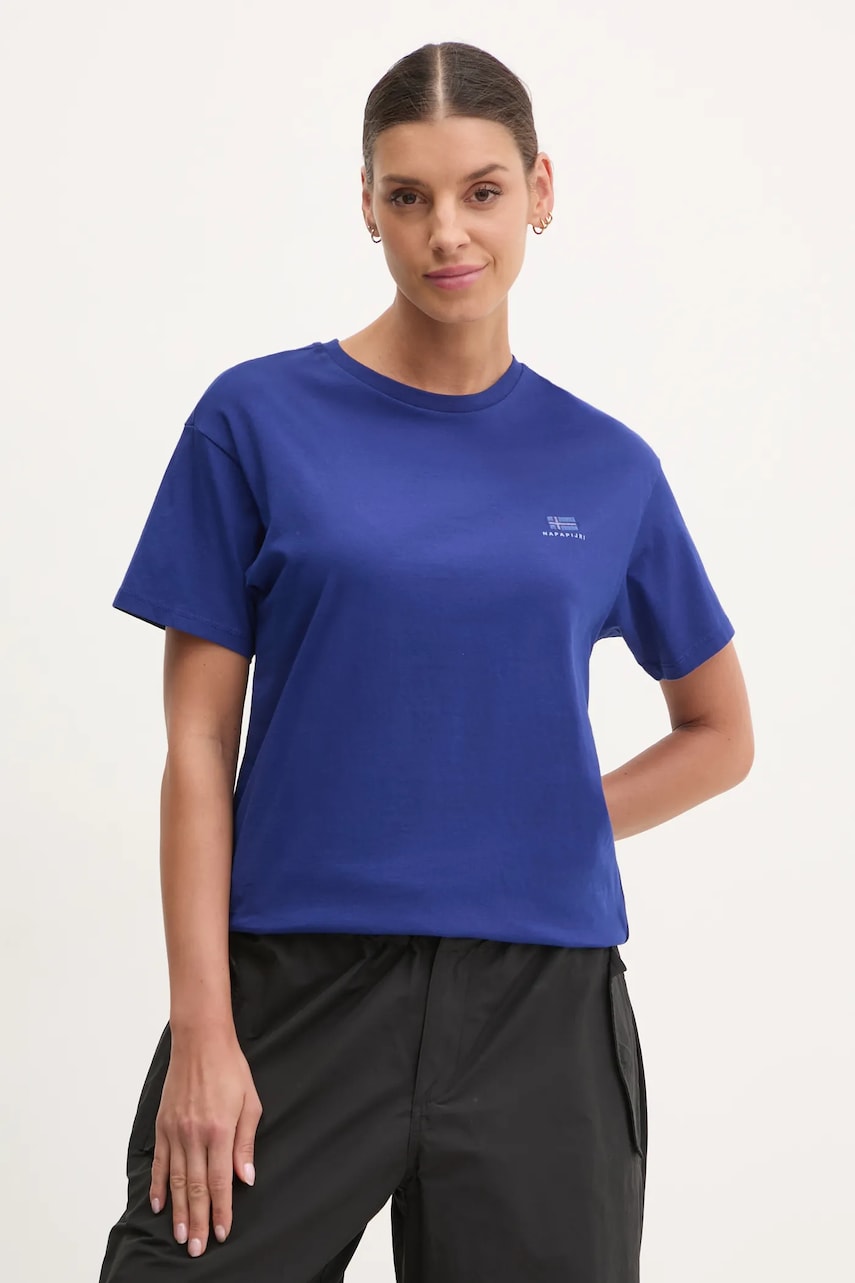 Napapijri tricou din bumbac S-Nina femei, culoarea albastru marin, NP0A4H87B2U1 Napapijri tricou din bumbac S-Nina femei, culoarea albastru marin, NP0A4H87B2U1