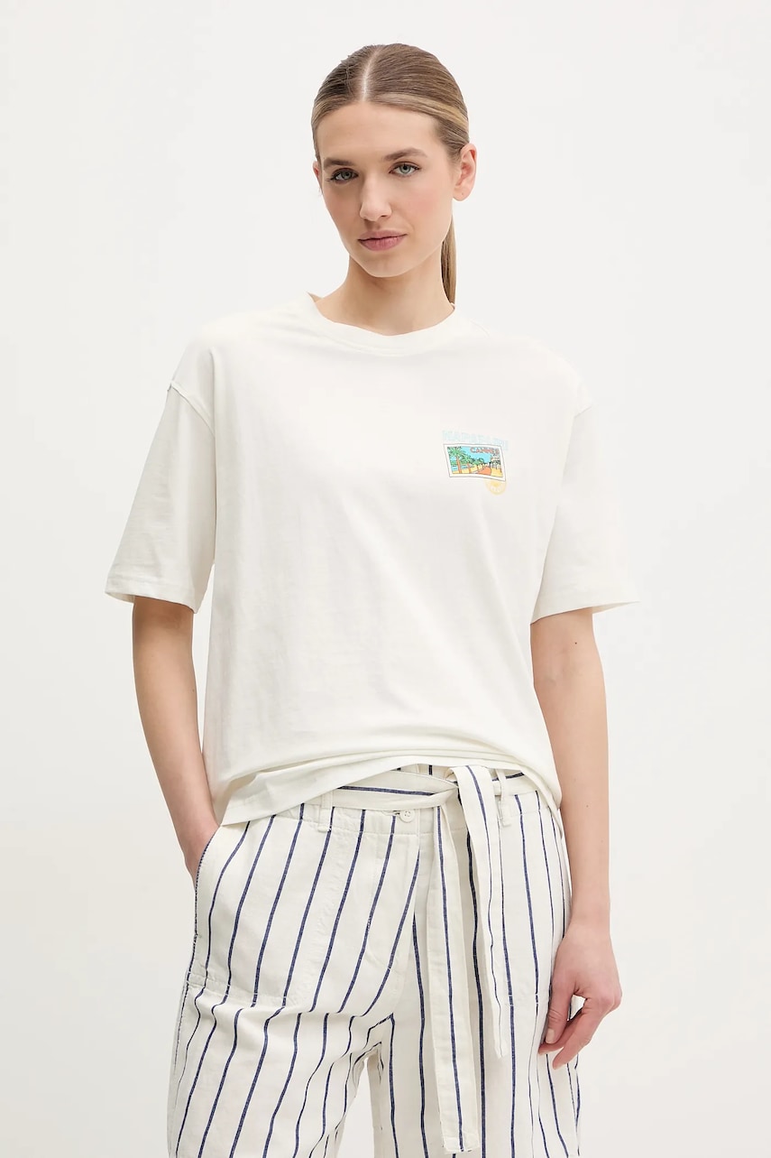Napapijri tricou din bumbac S-Nice femei, culoarea alb, NP0A4IG42061 Napapijri tricou din bumbac S-Nice femei, culoarea alb, NP0A4IG42061