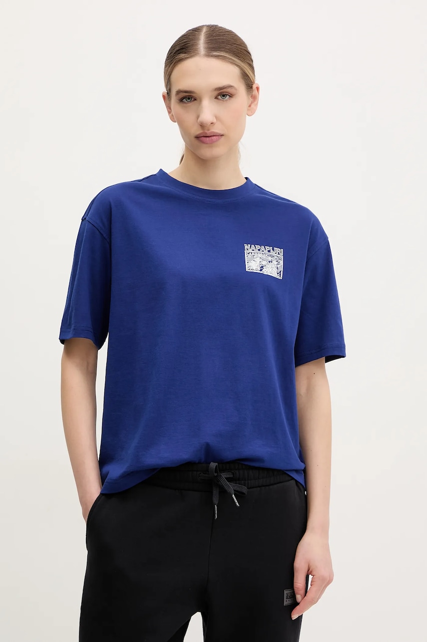 Napapijri tricou din bumbac S-Nice femei, culoarea albastru marin, NP0A4IG4B2U1