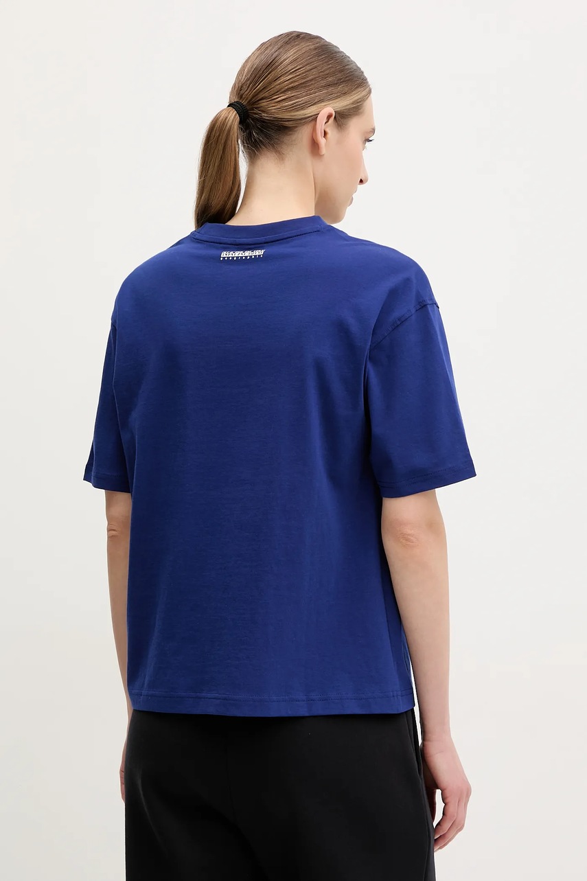 Βαμβακερό μπλουζάκι Napapijri S-Nice γυναικείο, χρώμα: ναυτικό μπλε, NP0A4IG4B2U1 φωτογραφία