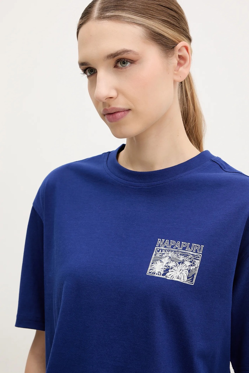 Βαμβακερό μπλουζάκι Napapijri S-Nice γυναικείο, χρώμα: ναυτικό μπλε, NP0A4IG4B2U1 φωτογραφία