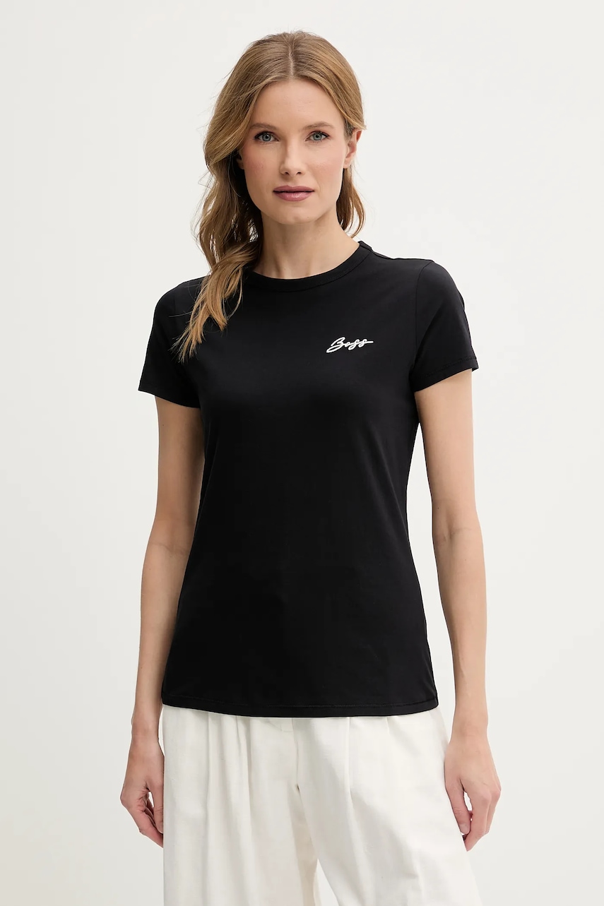 BOSS Orange tricou din bumbac femei, culoarea negru, 50541343