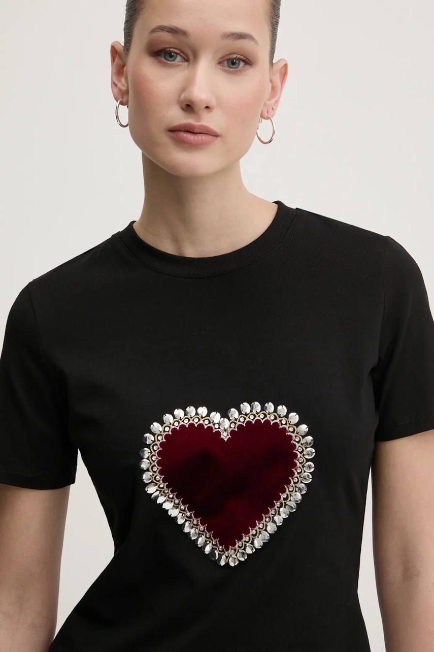 Μπλουζάκι Never Fully Dressed Heart Baby χρώμα: μαύρο, NFDTO1647 φωτογραφία