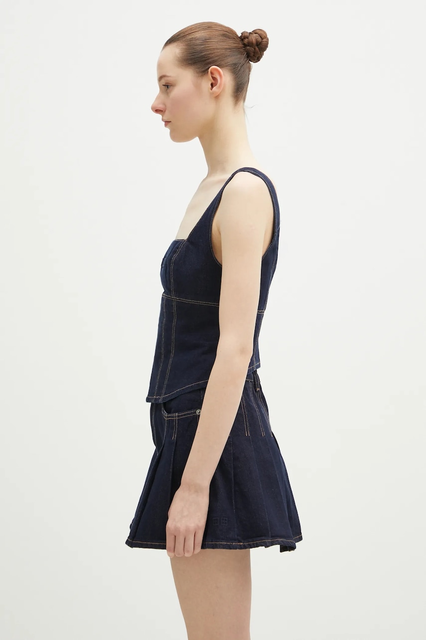 Джинсовая блузка KSUBI Hera Bustier Zenith Pop женские цвет синий однотонная WPS25FT005 Джинсовая блузка KSUBI Hera Bustier Zenith Pop женские цвет синий однотонная WPS25FT005