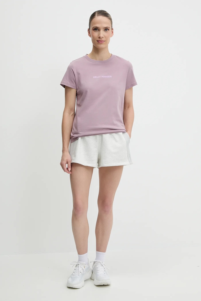 Хлопковая футболка Helly Hansen CORE женская цвет фиолетовый 54591