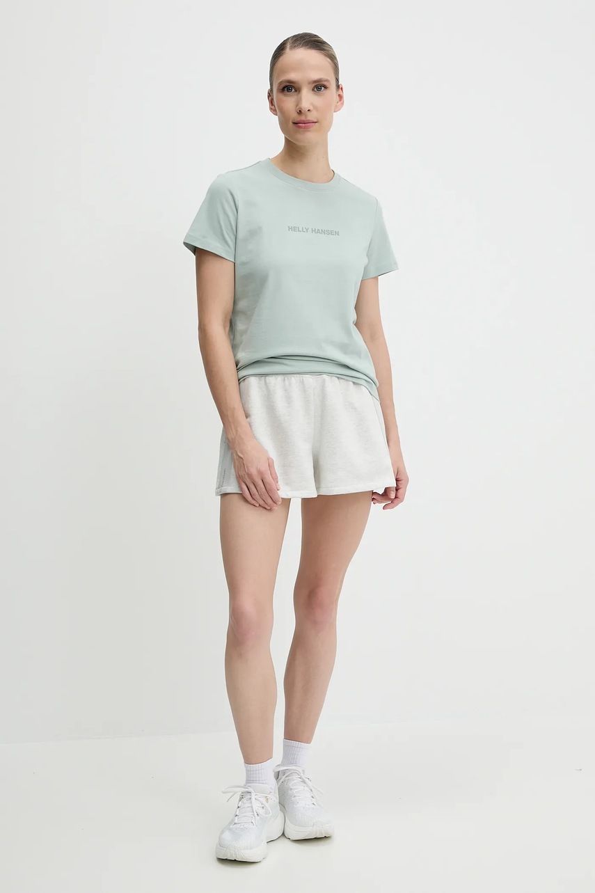 Хлопковая футболка Helly Hansen CORE женская цвет зелёный 54591