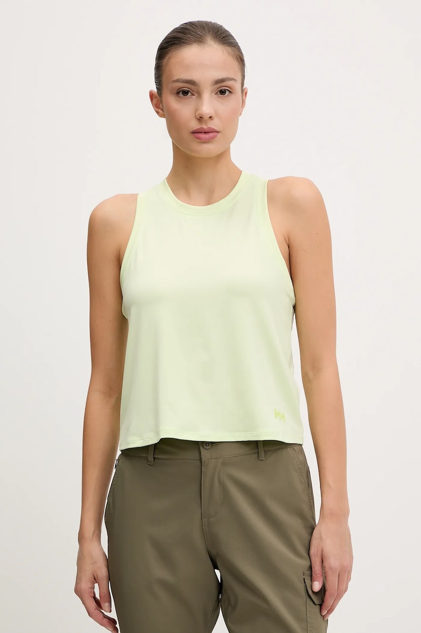 Helly Hansen top sport Ocean Cropped femei, culoarea verde, 34269