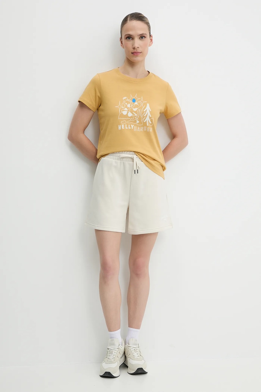 Хлопковая футболка Helly Hansen MASSIF GRAPHIC цвет жёлтый 54595