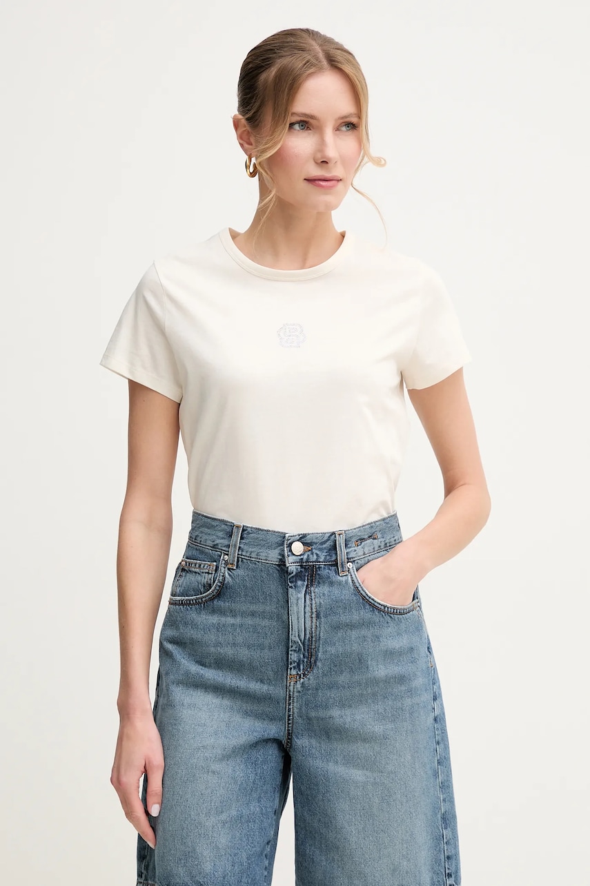 BOSS tricou din bumbac femei, culoarea bej, 50537598