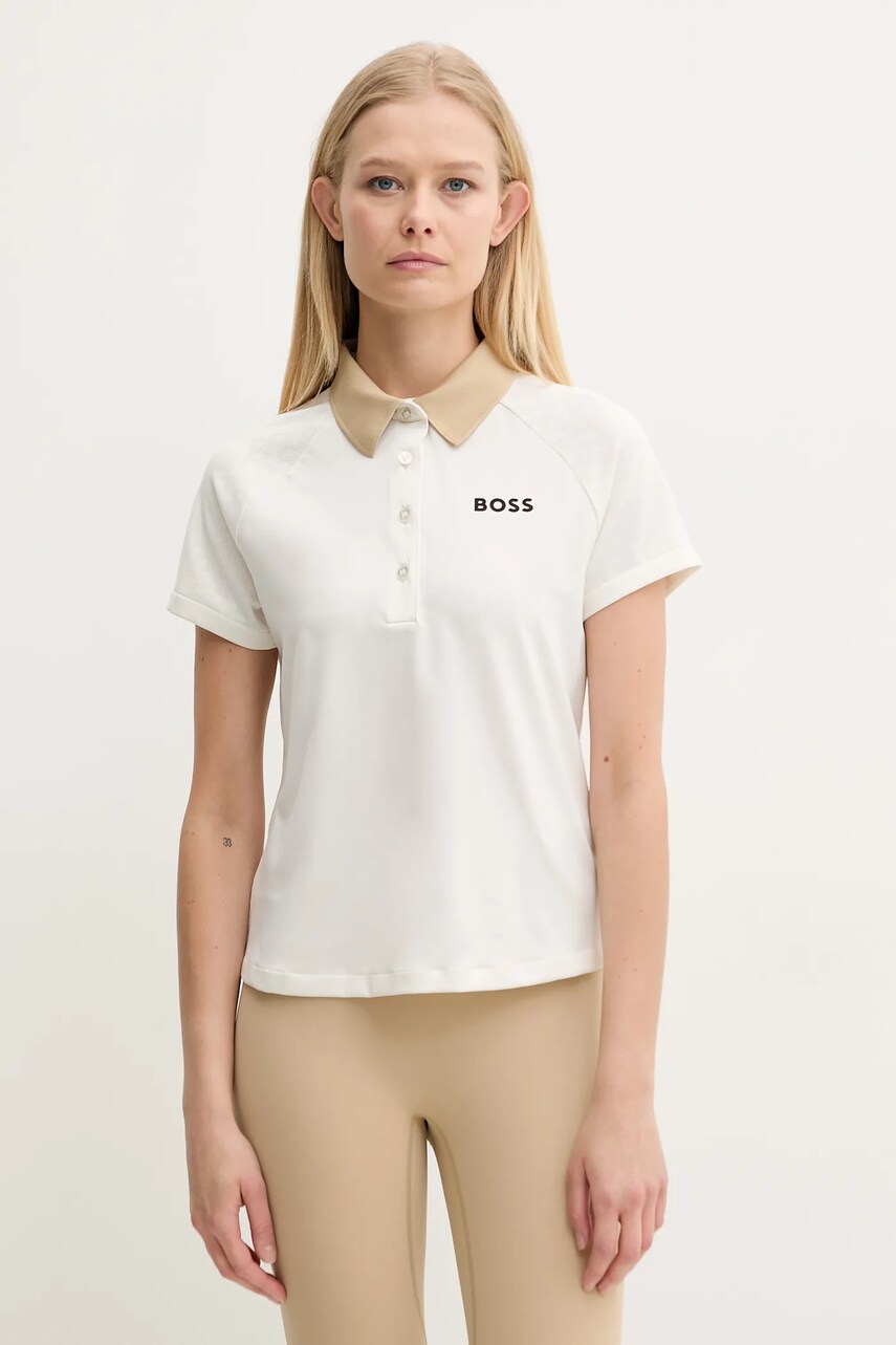 BOSS tricou polo femei, culoarea bej, 50540217
